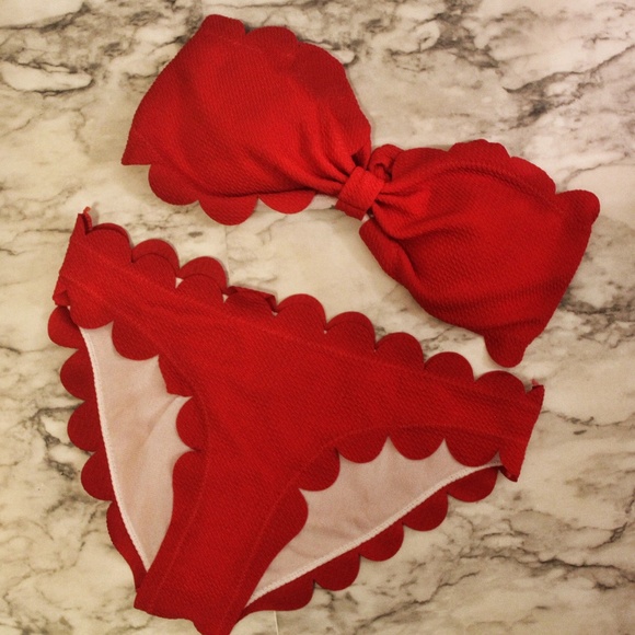 Other - NWOT NEVER WORN Red Scalloped Bikini